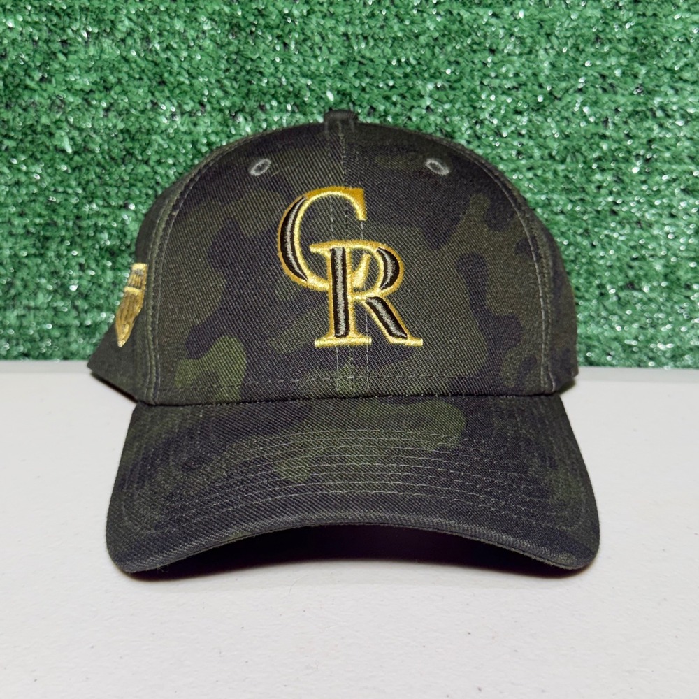 New Era Colorado Rockies 49FORTY Camo Hat Armed Forces Green MLB Size Large Cap